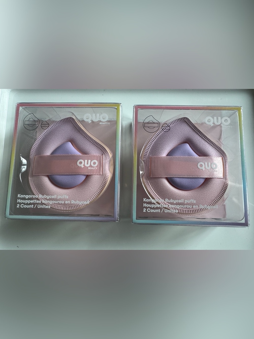 NWT LOT OF 2 Quo Beauty Kangaroo Rubycell Puffs Set
